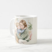 水彩画の母の抱擁 コーヒーマグカップ (正面左)