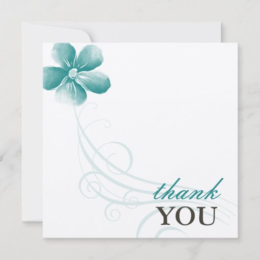 水彩画の水の青い結婚式のサンキューカード サンキューカード (正面)