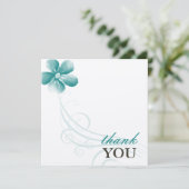 水彩画の水の青い結婚式のサンキューカード サンキューカード (スタンド正面)