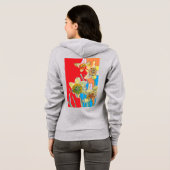 水彩画の水仙の花柄フード パーカ (裏面フル)