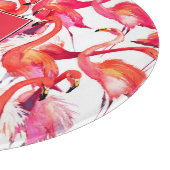 水彩画の水彩画のフラミンゴは|あなたの名前を加えます カッティングボード (角)