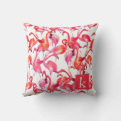 水彩画の水彩画のフラミンゴは|あなたの名前を加えます クッション (裏面)