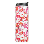 水彩画の水彩画のフラミンゴは|あなたの名前を加えます タンブラー (回転左)