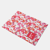 水彩画の水彩画のフラミンゴは|あなたの名前を加えます ドアマット (アングル)