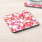 水彩画の水彩画のフラミンゴ コースター (左側)