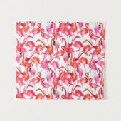 水彩画の水彩画のフラミンゴ タペストリー (正面(横))