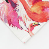 水彩画の水彩画のフラミンゴ フリースブランケット (角)