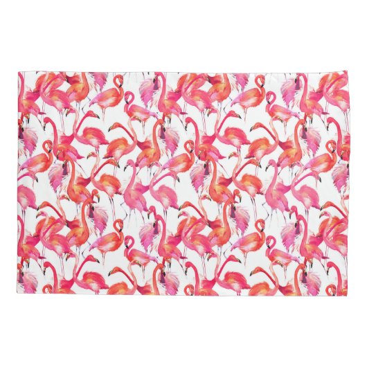 水彩画の水彩画のフラミンゴ 枕カバー (裏面-左)