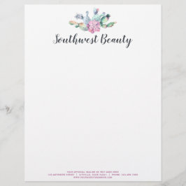 水彩画の水気が多いサボテンのウチワサボテンのボヘミア人 レターヘッド