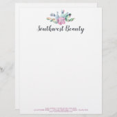 水彩画の水気が多いサボテンのウチワサボテンのボヘミア人 レターヘッド (正面/裏面)