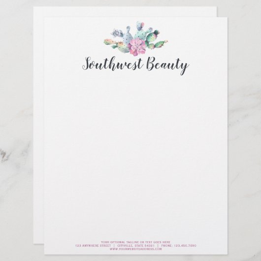 水彩画の水気が多いサボテンのウチワサボテンのボヘミア人 レターヘッド (正面/裏面)