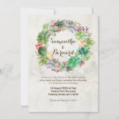 水彩画の水気が多いリースの結婚式招待状 招待状 (正面)
