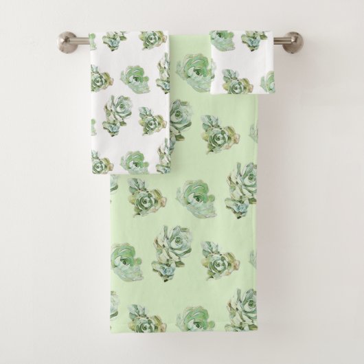 水彩画の水気が多い植物パターン バスタオルセット (インサイチュ)