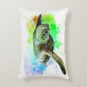 水彩画の水泳のウミガメの枕 アクセントクッション (正面(垂直))