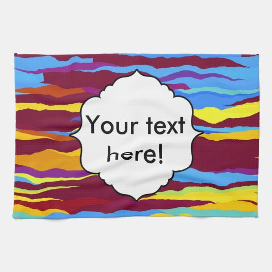 水彩画の波の抽象デザイン キッチンタオル (横)