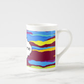 水彩画の波の抽象デザイン ボーンチャイナマグカップ (右)