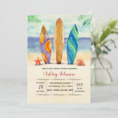 水彩画の波の招待 招待状 (スタンド正面)