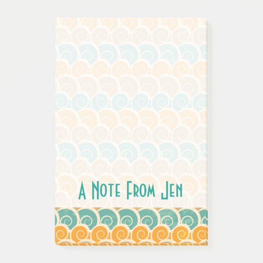 水彩画の波パターン|はあなたの名前を加えます ポストイット (正面)