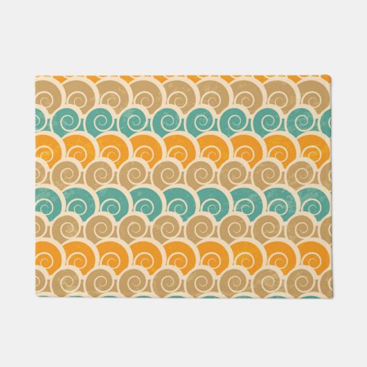 水彩画の波パターン ドアマット (正面)