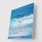 水彩画の波 スクエア壁時計 (傾斜)