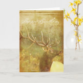 水彩画の洗浄色彩の鮮やかなオオシカのバースデー・カード カード (黄色い花)