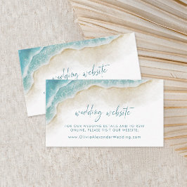 水彩画の海の夏のビーチウェディングウェブサイト エンクロージャーカード