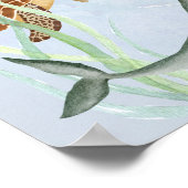 水彩画の海をテーマにしたベビーシャワーの看板 ポスター (角)