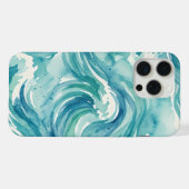 水彩画の海岸の波 iPhoneケース (裏面横)