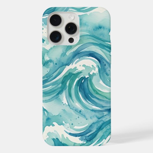 水彩画の海岸の波 iPhoneケース (裏面)