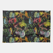 水彩画の海洋生物パターン1 キッチンタオル (横)