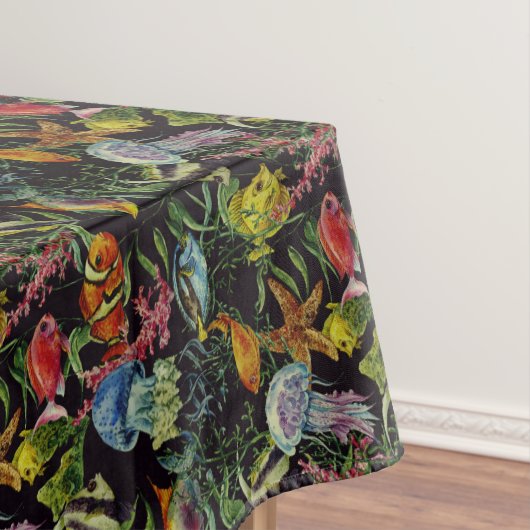 水彩画の海洋生物パターン1 テーブルクロス (インサイチュ)