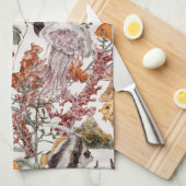 水彩画の海洋生物パターン2 キッチンタオル (四つ折り)