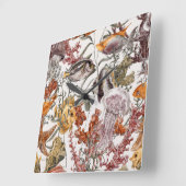 水彩画の海洋生物パターン2 スクエア壁時計 (傾斜)