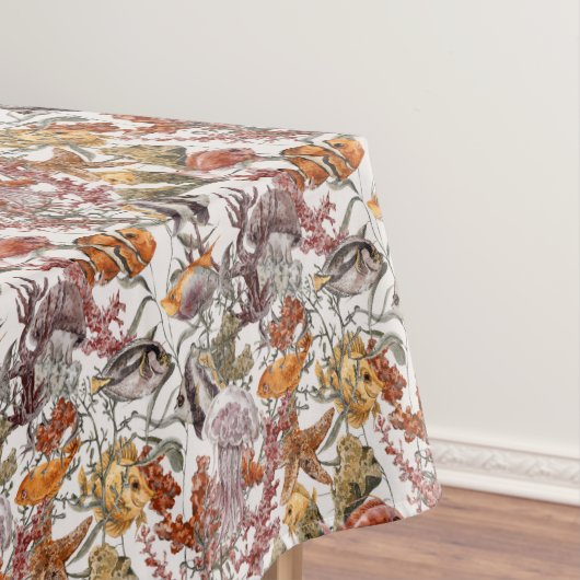 水彩画の海洋生物パターン2 テーブルクロス (インサイチュ)