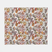 水彩画の海洋生物パターン2 フリースブランケット (正面(横))