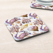 水彩画の海洋生物パターン4 コースター (左側)
