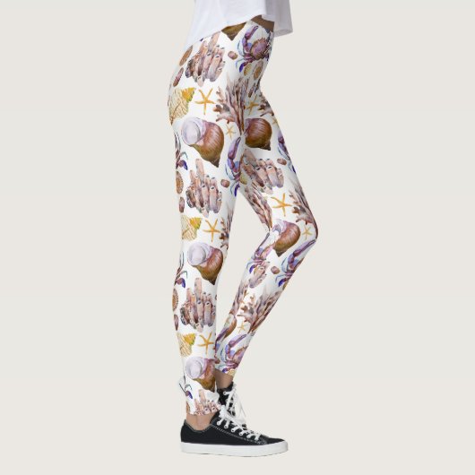 水彩画の海洋生物パターン4 レギンス (右)