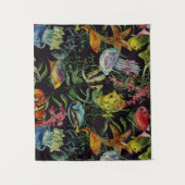 水彩画の海洋生物パターン タペストリー (正面)