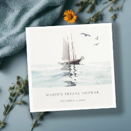 水彩画の海軍ヨット ブライダルシャワー スタンダードカクテルナプキン