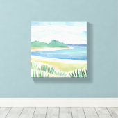 水彩画の海・海岸の風景 ビーチ・グラス・ベイ キャンバスプリント (インサイチュ (ウッドフロア))