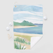 水彩画の海・海岸・海草と砂州 Beach+Grass+Bay ゴルフタオル (インサイチュ)