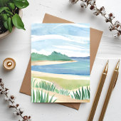 水彩画の海・海岸・海草のカード