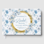 水彩画の淡い青と金色の野生の花のゲストブック ゲストブック (正面)