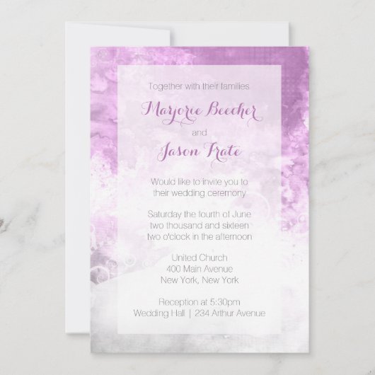 水彩画の渦巻の結婚式招待状-プラム紫色 招待状 (正面)