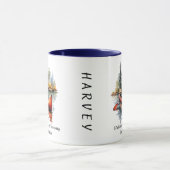 水彩画の湖上のカヤック  マグカップ (中央)