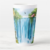 水彩画の滝 カフェラテマグ (正面)