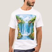 水彩画の滝 Tシャツ (正面)