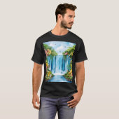 水彩画の滝 Tシャツ (正面フル)