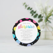 水彩画の点の驚きの誕生日のパーティの招待状 招待状 (スタンド正面)