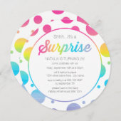 水彩画の点の驚きの誕生日のパーティの招待状 招待状 (正面/裏面)